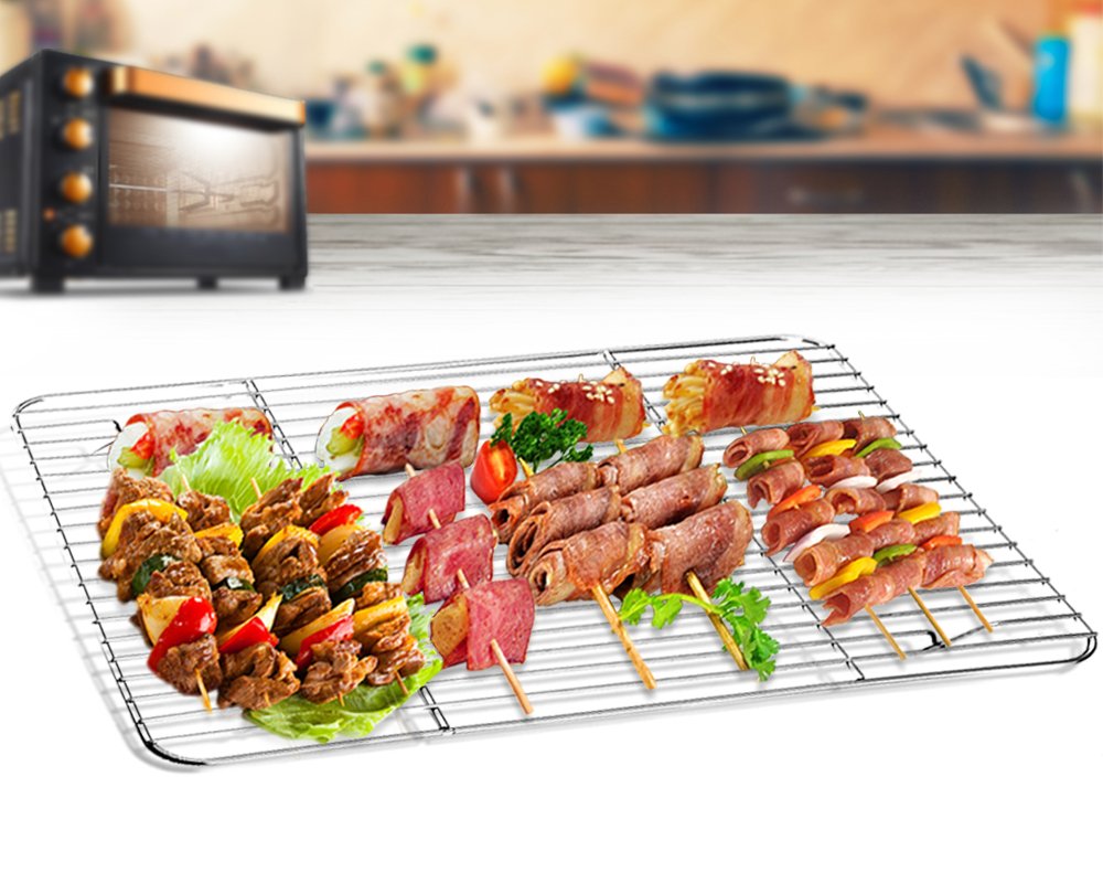 Premium Stainless Steel Baking Rack & Cooling Rack Set of 3 (15.2’’×11.1’’) - Oven Safe, Dishwasher Safe, Rust-Free for Baking Sheets & Roasting Pans | Perfect for Cookies, Bread Cooling, Roasting Meats & Meal Prep