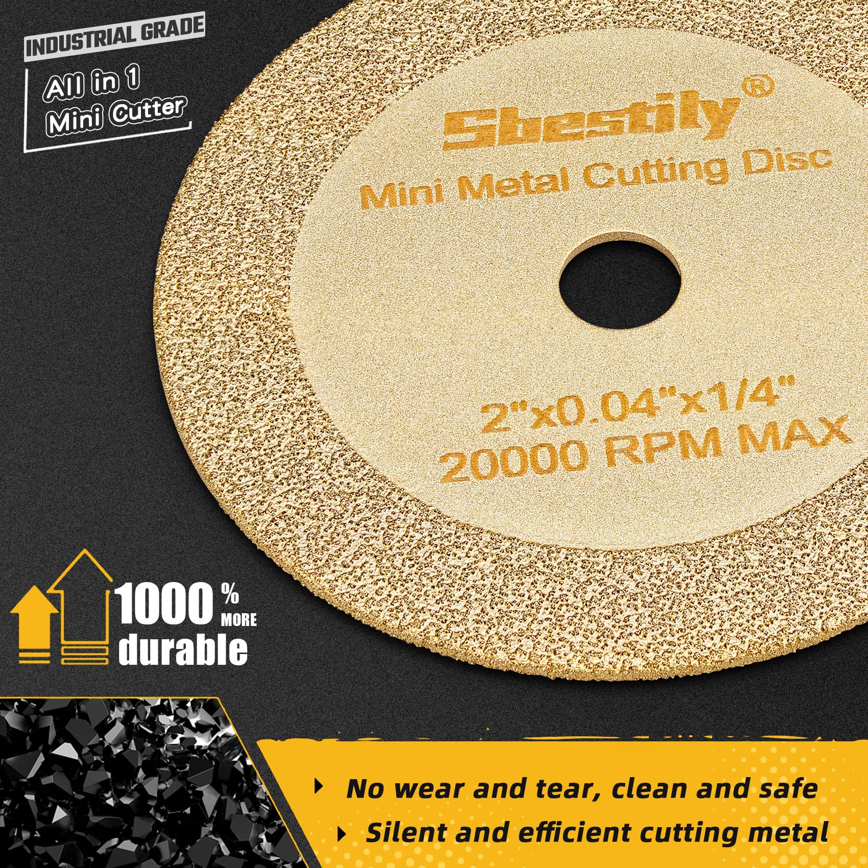 2 Inch Diamond Cutting Wheel for Metal, Stainless Steel, Nuts, Bolts - Die Grinder Cut Off Wheel Attachment for Rotary Tools - Perfect for Cutting Gypsum, Ceramic, Glass & PVC Pipes in DIY Projects and Metal Fabrication