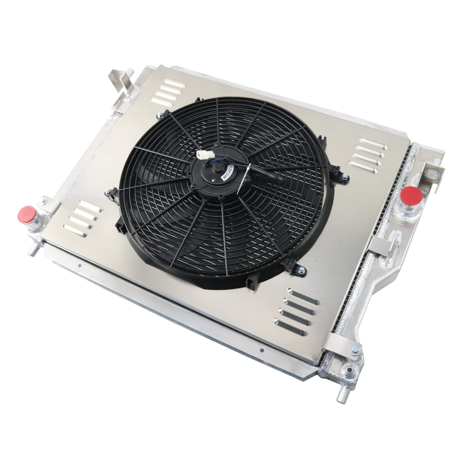 High Performance Aluminum Radiator for 2005-2014 Ford Mustang 3.7L 4.0L 4.6L 5.0L V6 V8 - 3 Row Cooling System with Fan Shroud & Relay Kit - Perfect for Racing, Off-Road & Daily Driving