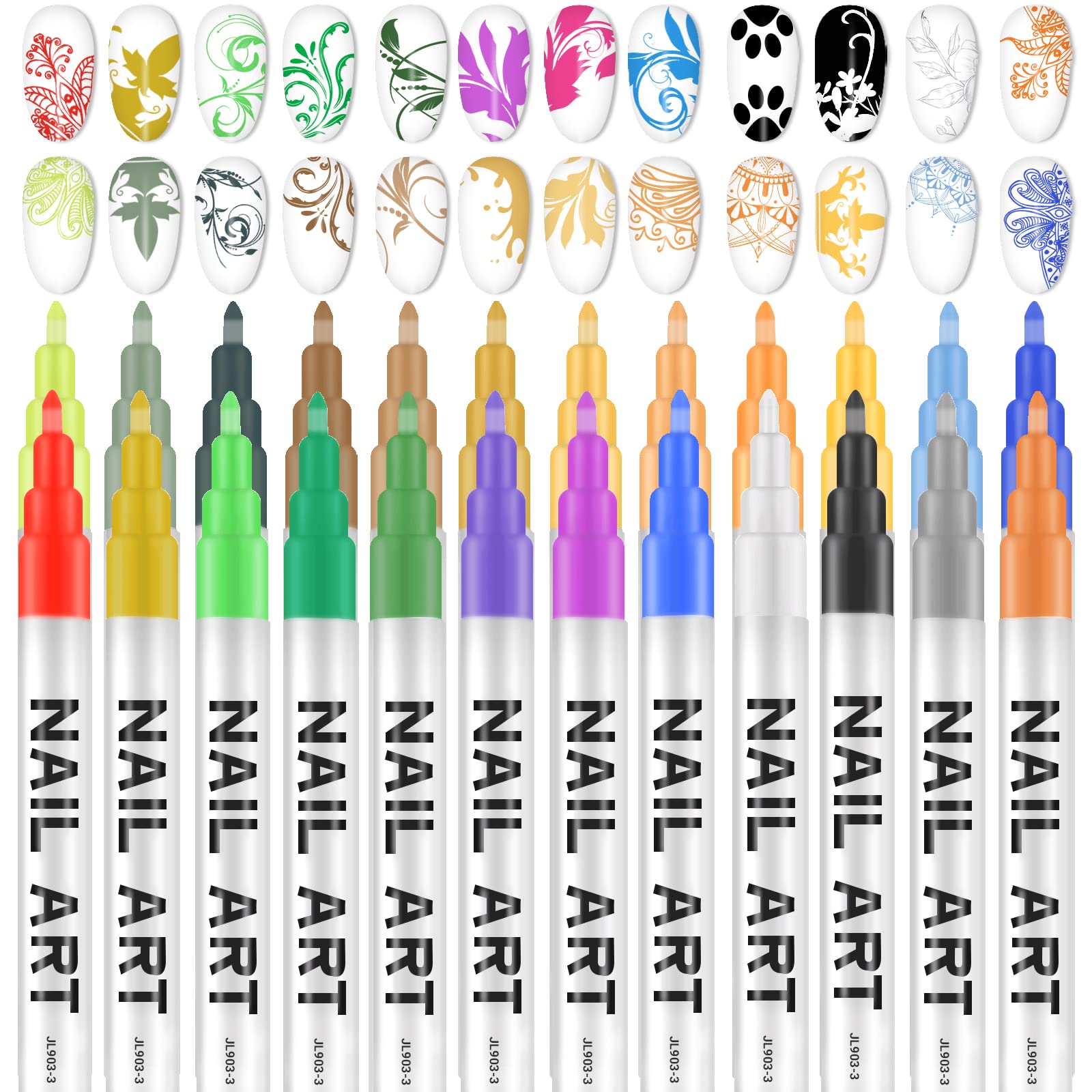 24 Colors Nail Art Pens Set - 3D Nail Polish Pens for Painting & Design, DIY Nail Graffiti Kit for Girls & Women | Perfect for Home Manicures, Nail Salons, and Creative Nail Art Projects