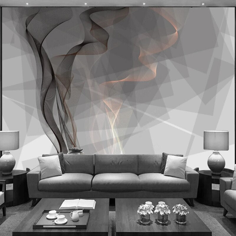 Mystic Aura Smoke Line Wallpaper - Modern Abstract Peel & Stick Wall Decal for Bedroom, Living Room, Office Decor | Easy to Install & Removable