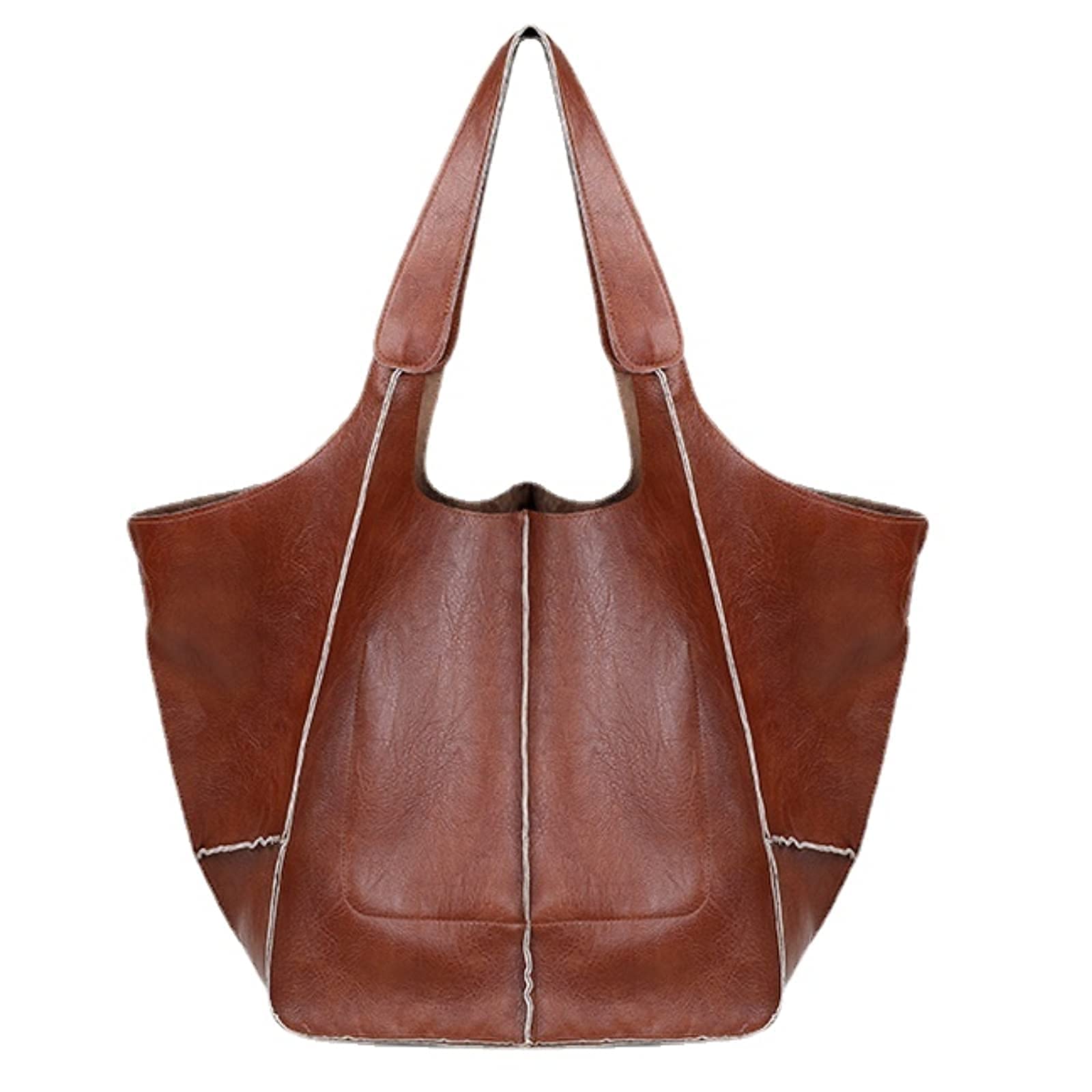 Stylish Large Capacity Faux Leather Tote Bag for Women - Designer Metal Accent Shoulder Purse - Perfect for Work, Travel & Shopping