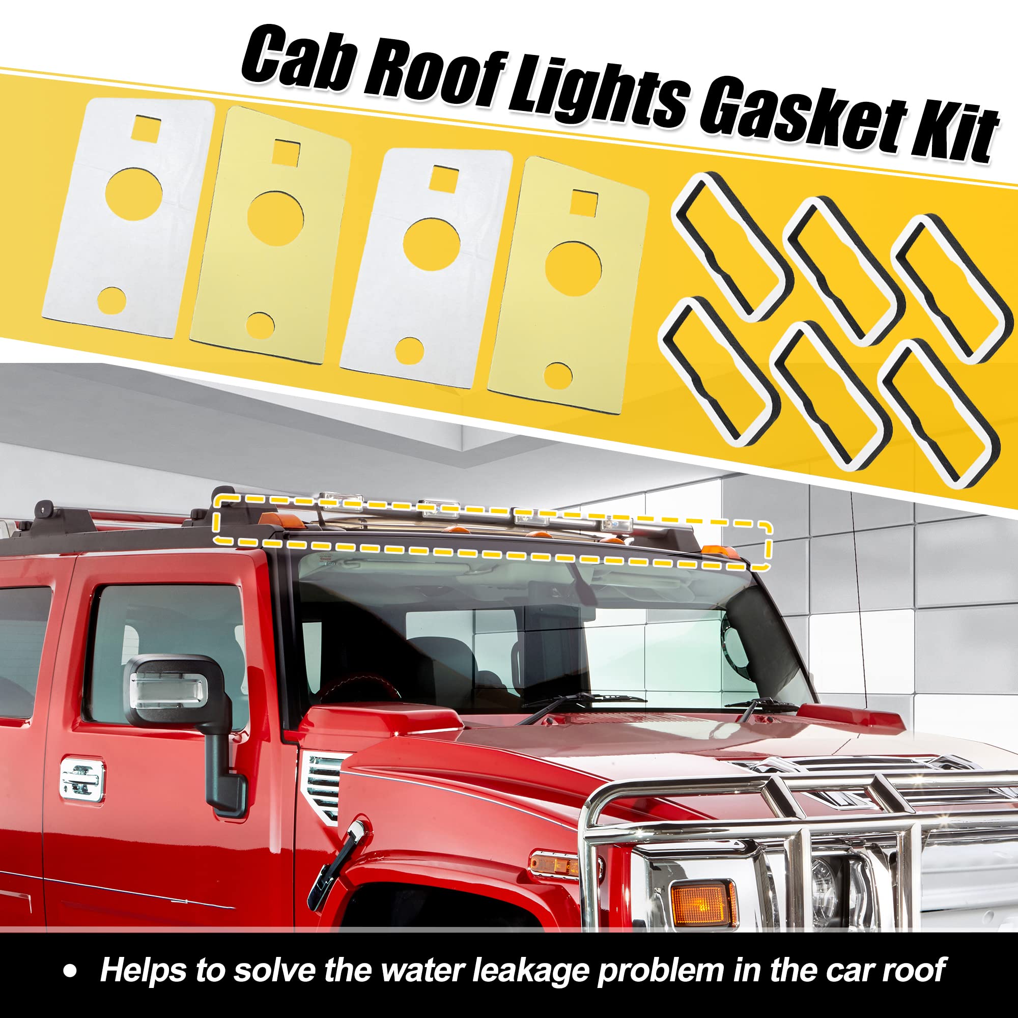 X AUTOHAUX 1 Set Waterproof Double Self-Adhesive Roof Cab Marker Light Gasket Seal Kit for Hummer H2 2003-2009 - Front Rear Clearance Running Lights Replacement - Perfect for Off-Roading, Camping & Night Driving