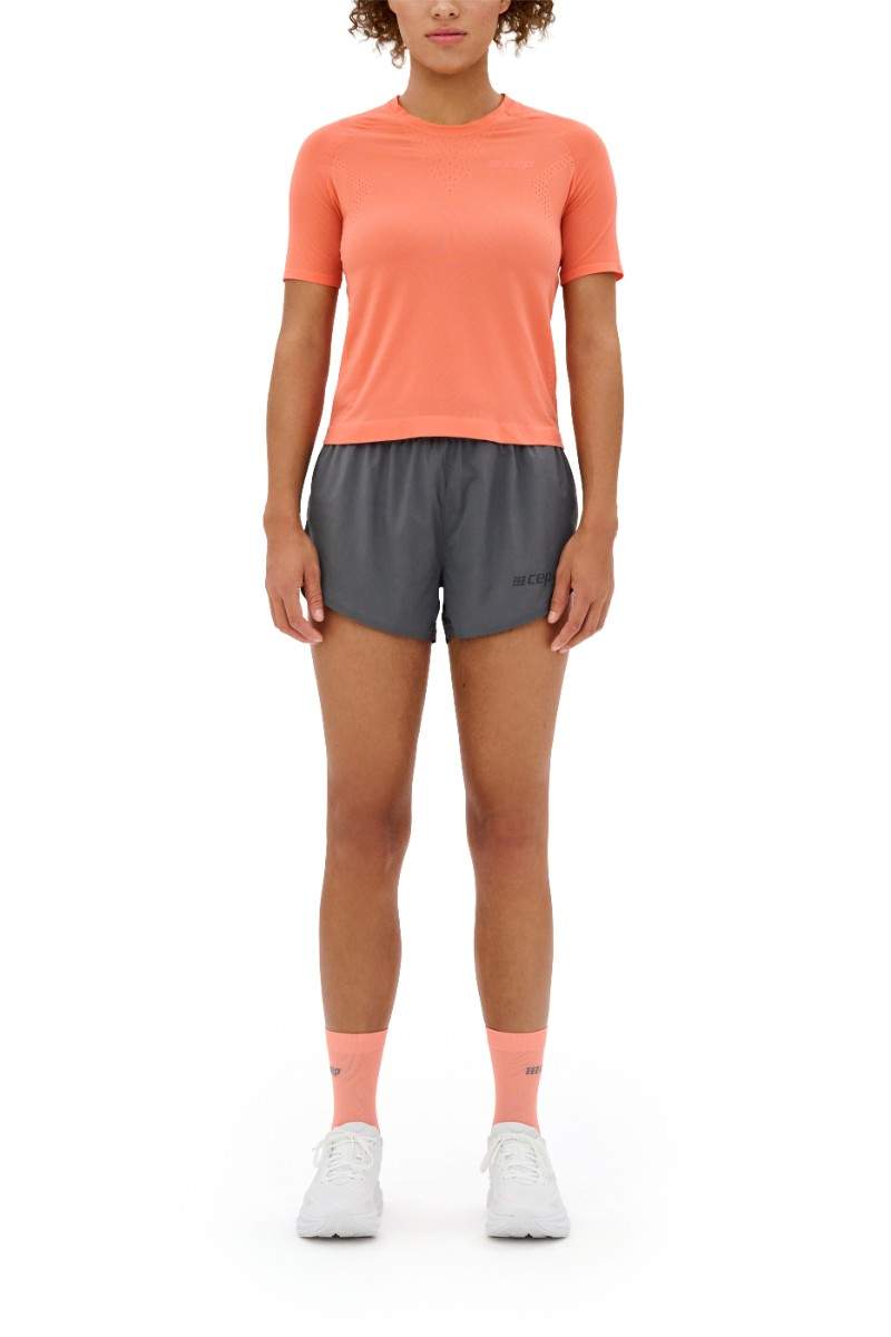 CEP Women's Ultralight Seamless Short Sleeve Shirt V2 - Coral | Moisture-Wicking Activewear for Running, Yoga & Outdoor Activities