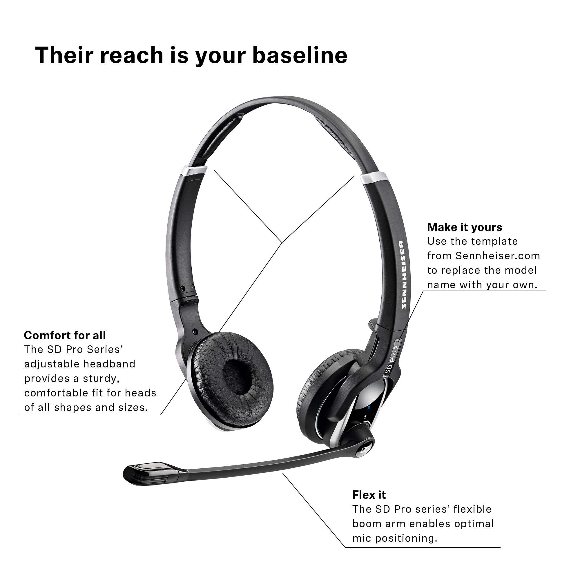 Sennheiser SD Pro 2 Wireless Headset (506008) - Dual Connectivity for Desk Phone & PC/Softphone, Noise Cancelling Mic - Ideal for Call Centers, Remote Work & Office Communications (Black)