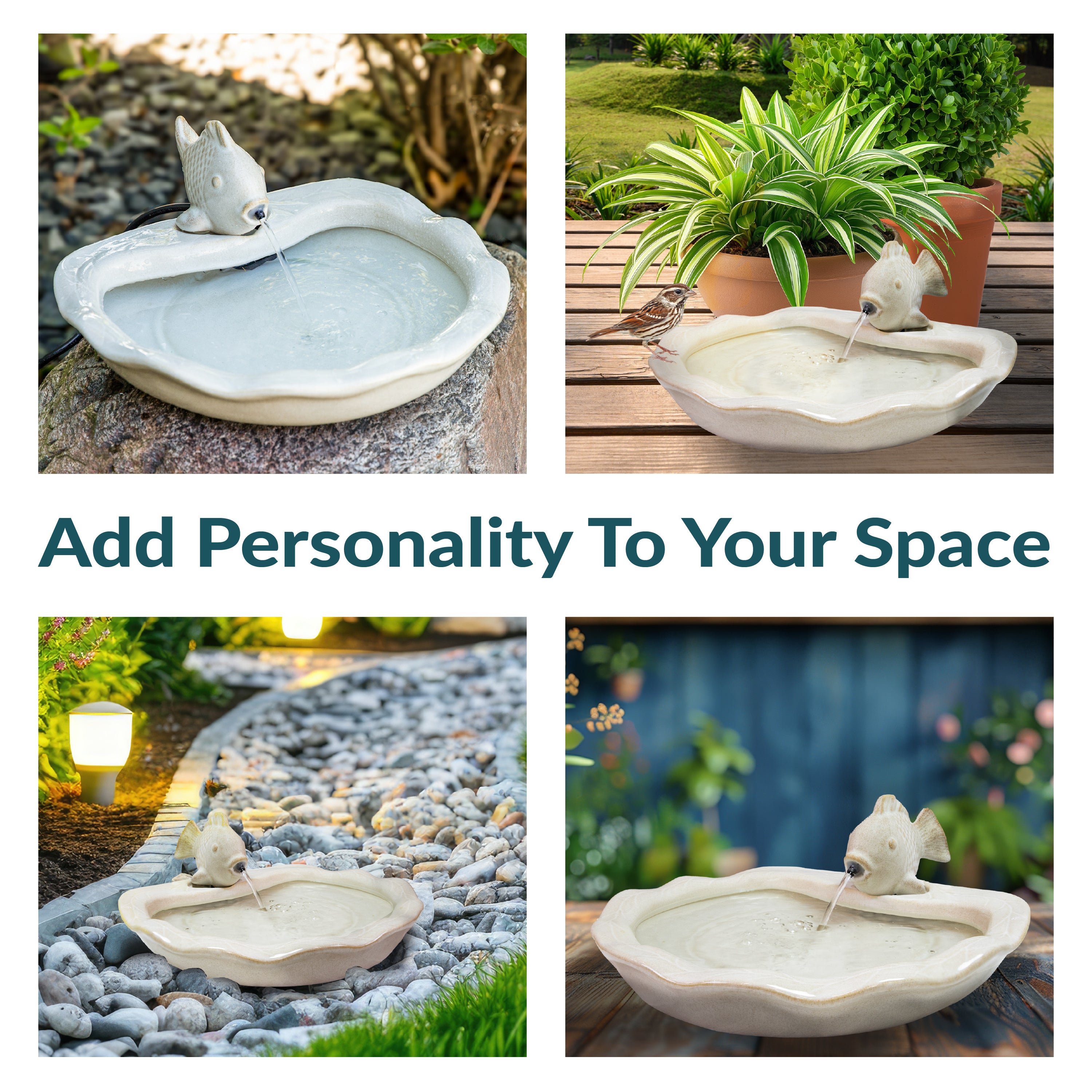 Sunnydaze Glazed Ceramic Fish Outdoor Water Fountain - Decorative Garden Fountain for Patio, Yard, and Landscape - Relaxing Water Feature for Outdoor Spaces