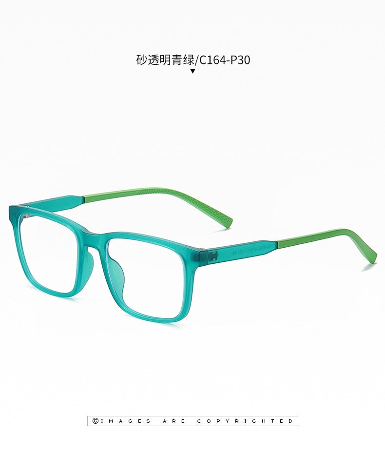Bclear Kids Square Full Rim Silica Titanium Eyeglasses WD5105 - Durable & Lightweight Children's Glasses for School, Reading & Daily Wear