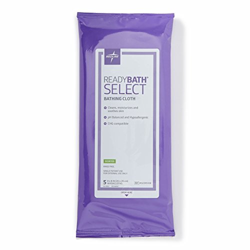 Medline ReadyBath Select Scented Body Cleansing Wipes - Medium Weight (5 Count Pack, 30 Packs) | Disposable Bathing Cloths for Adults & Seniors | Ideal for Travel, Hospital Use & Home Care