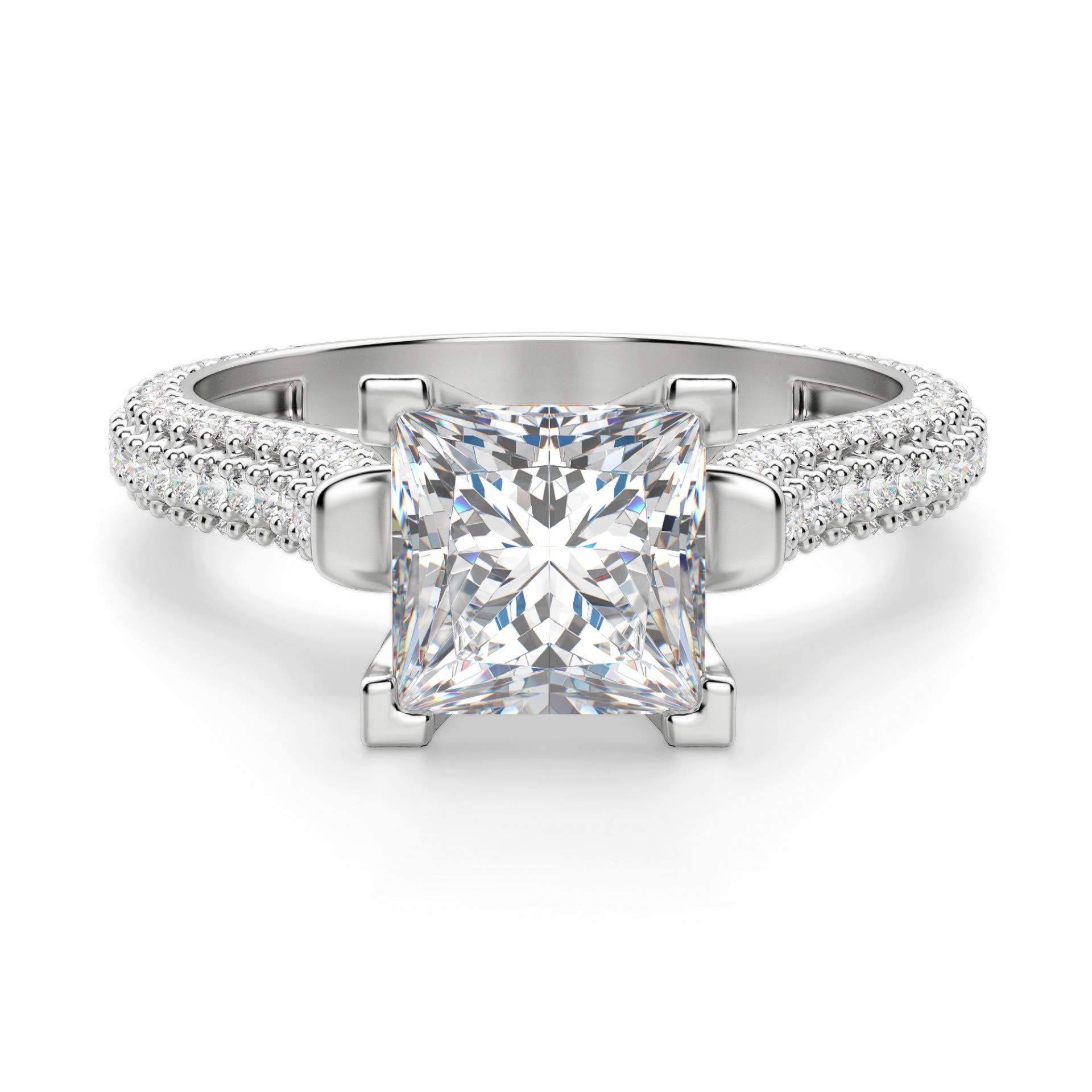 3 CT Princess Cut Moissanite Engagement Ring Set - Vintage Halo Solitaire Wedding Band for Women - Durable Silver Bridal Jewelry for Proposals, Anniversaries & Special Occasions