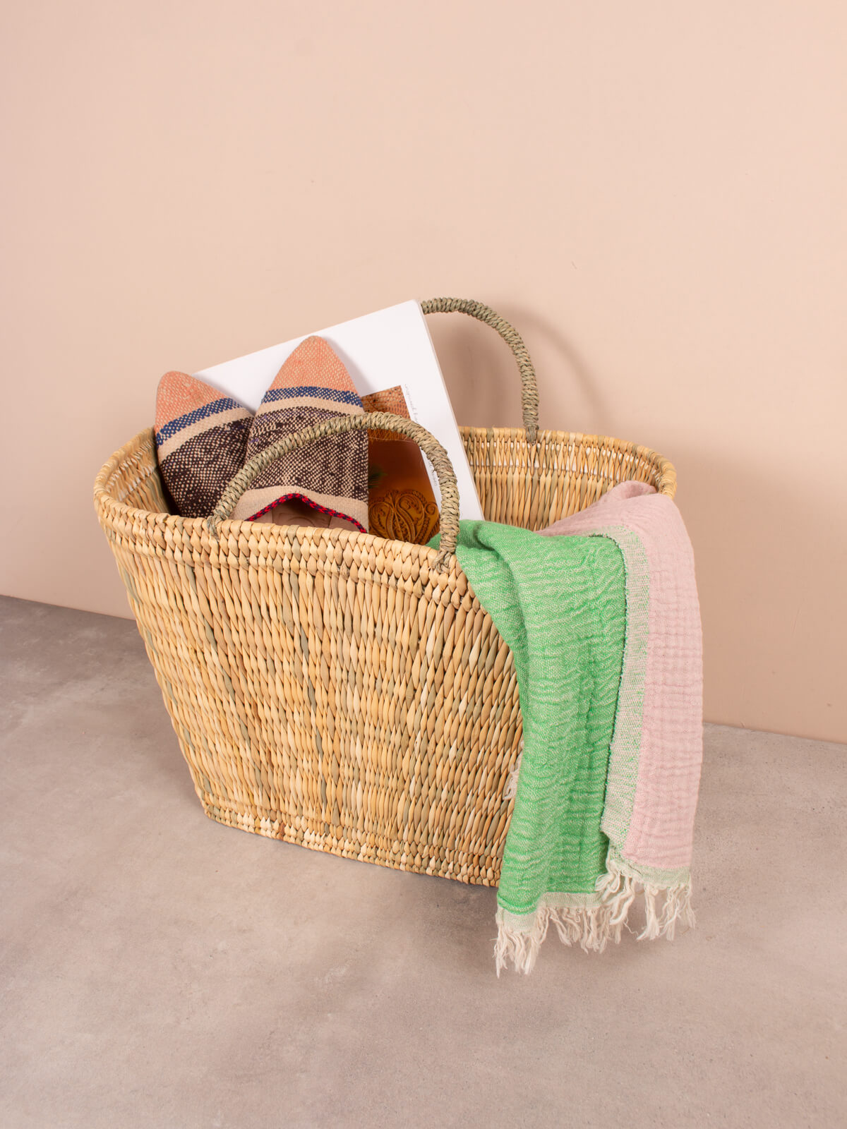 Handwoven Reed Shopping Basket - Eco-Friendly & Durable for Farmers Market, Picnics, and Home Storage | Natural Wicker Grocery Tote