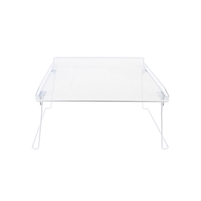 Foldable Stackable Mesh Shelf Organizer - White Medium Size for Closet, Pantry & Bathroom Storage