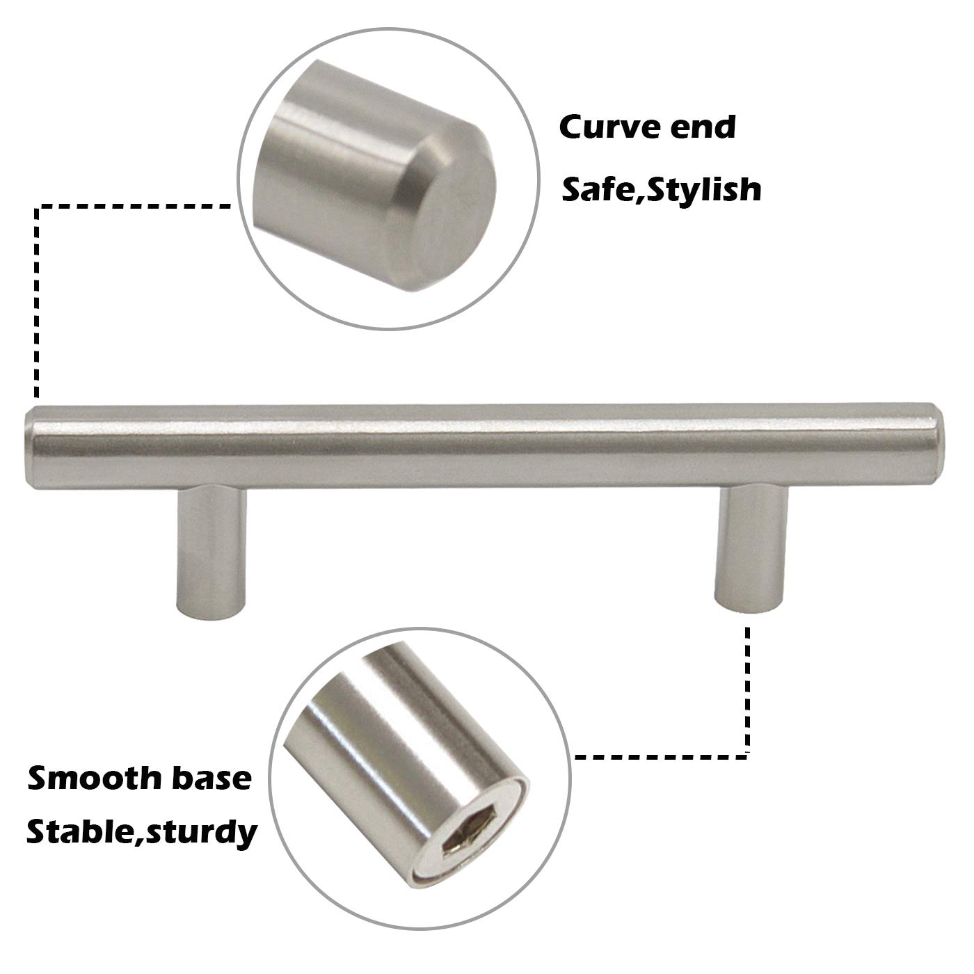 Stainless Steel Kitchen Cabinet Handles 30 Pack - 160mm Hole Center for Modern Homes