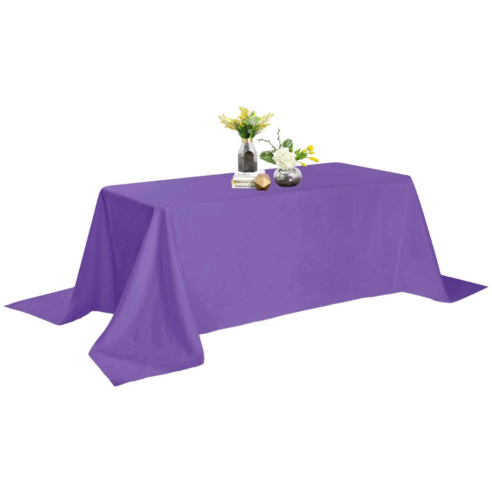 Purple Rectangle Tablecloth 90x132 Inch - Stain & Wrinkle Resistant Washable Polyester Table Cover for Dining, Buffet, Wedding Decor - Elegant Fabric Tablecloth for Home, Restaurant & Outdoor Parties