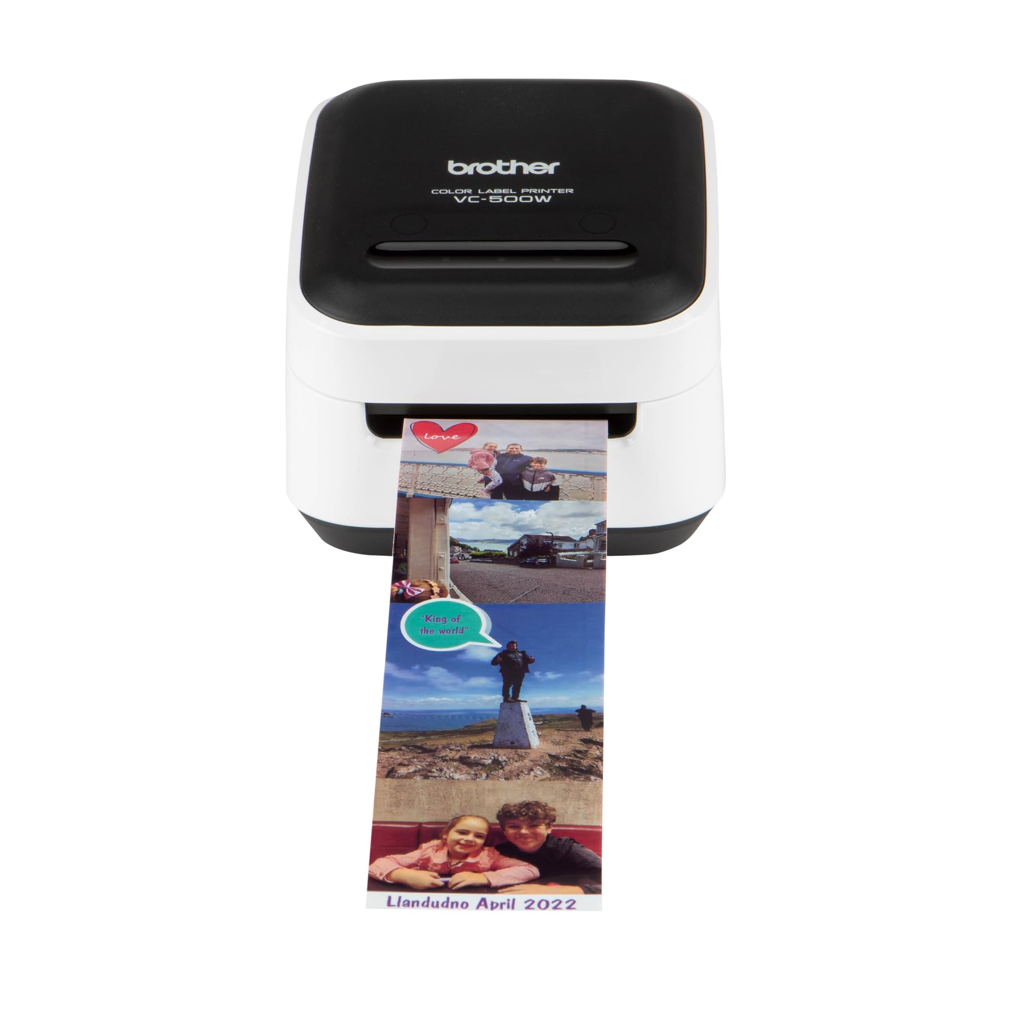 Brother VC-500W Wireless Label Maker with Full Color Printing - Desktop Photo Labeller with ZINK Zero Ink Technology, White (UK Plug) - Perfect for Home Office, Crafting & Organization