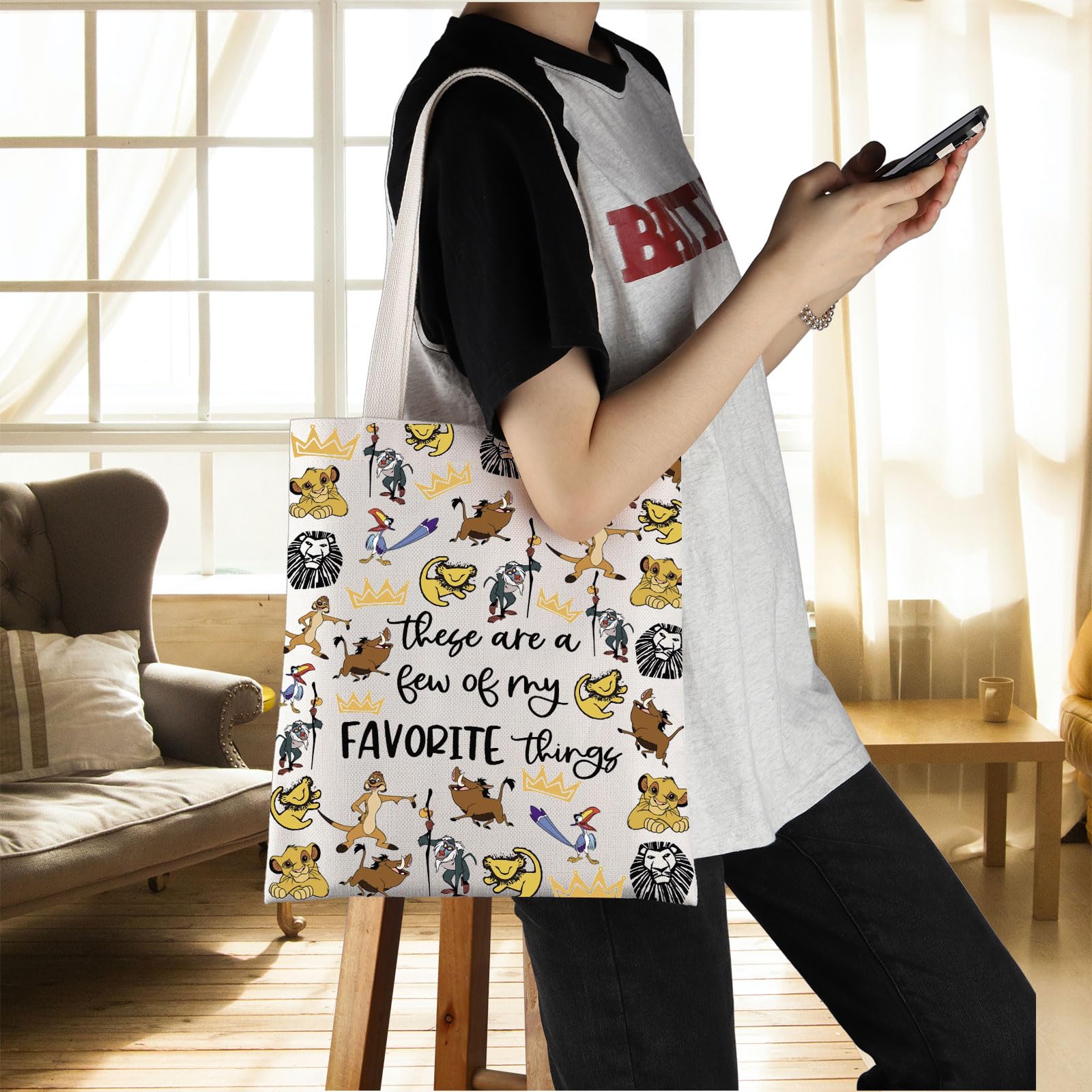 ENSIANTH Lion Inspired Tote Bag - Animal Kingdom Gift for Lion Lovers, Cartoon Fans & Movie Merch Collectors - Perfect for Shopping, Travel & Everyday Use