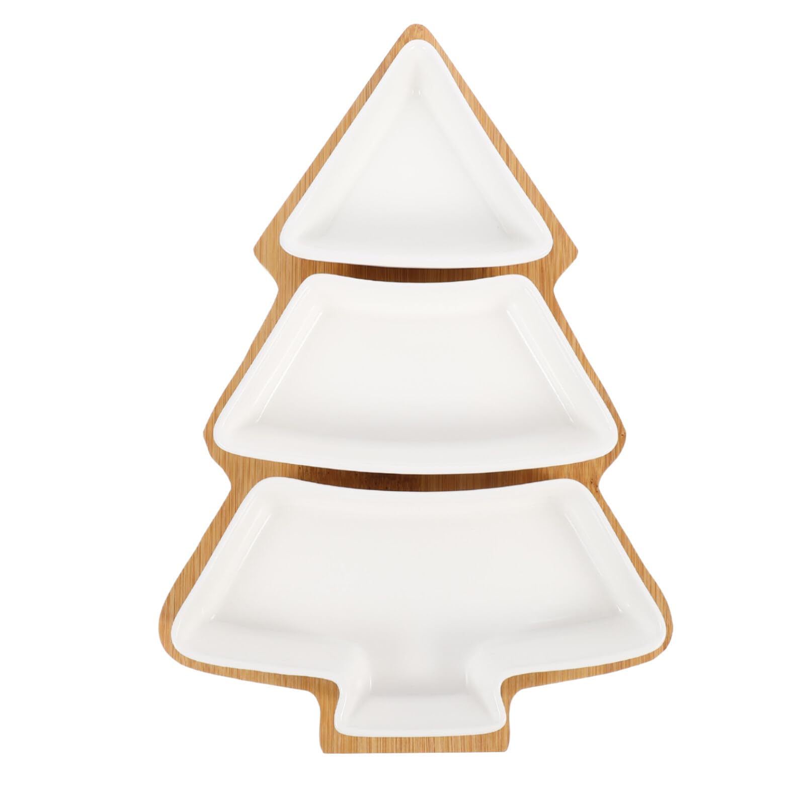 Angoily Christmas Tree Shaped Ceramic Serving Tray with Base - Holiday Appetizer Platter for Snacks, Fruit & Desserts - Perfect for Christmas Parties, Entertaining & Festive Gatherings (White)