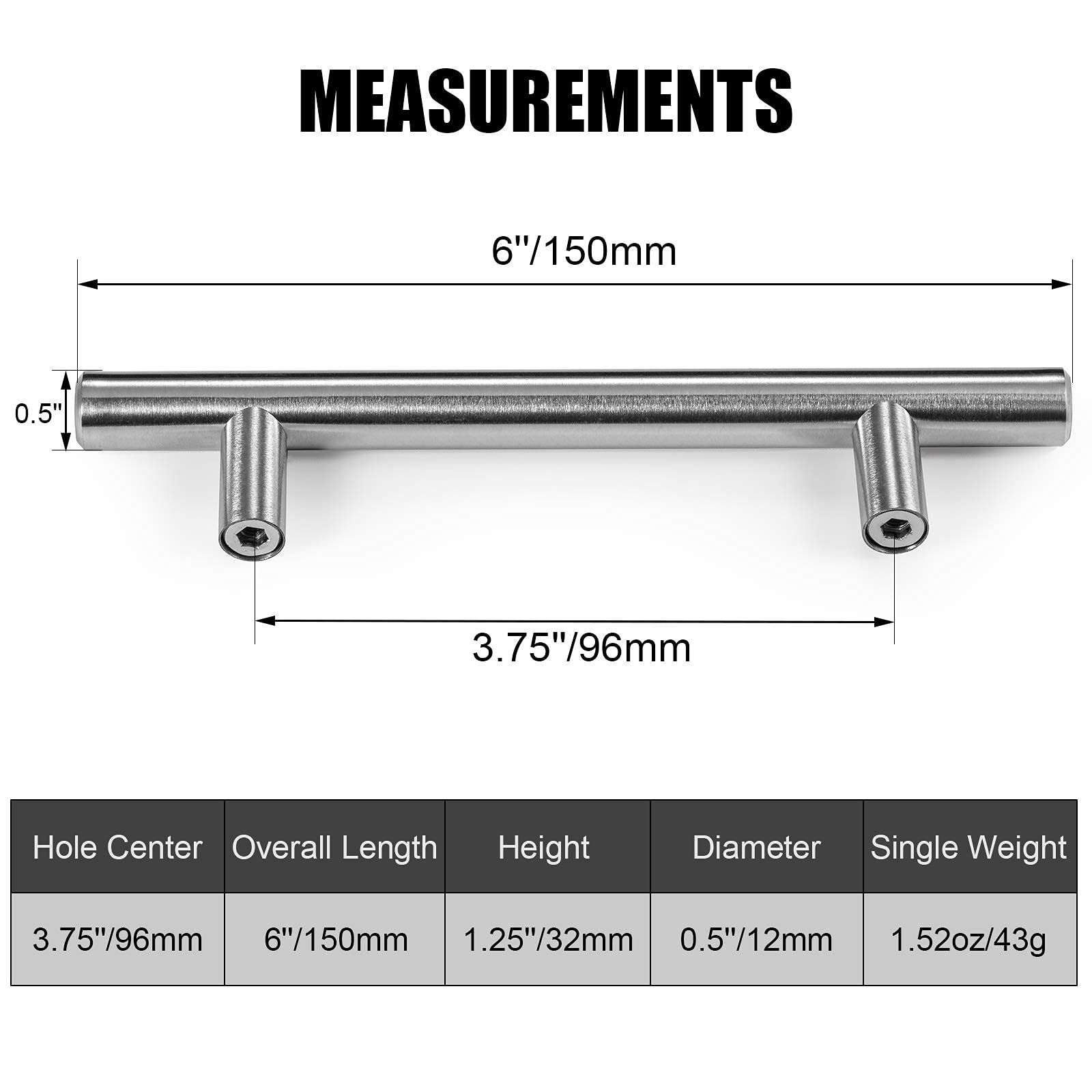 **CZC HOME 5-Pack 6 Inch Stainless Steel Cabinet Pulls & Drawer Handles – Brushed Nickel Finish, 3.75
