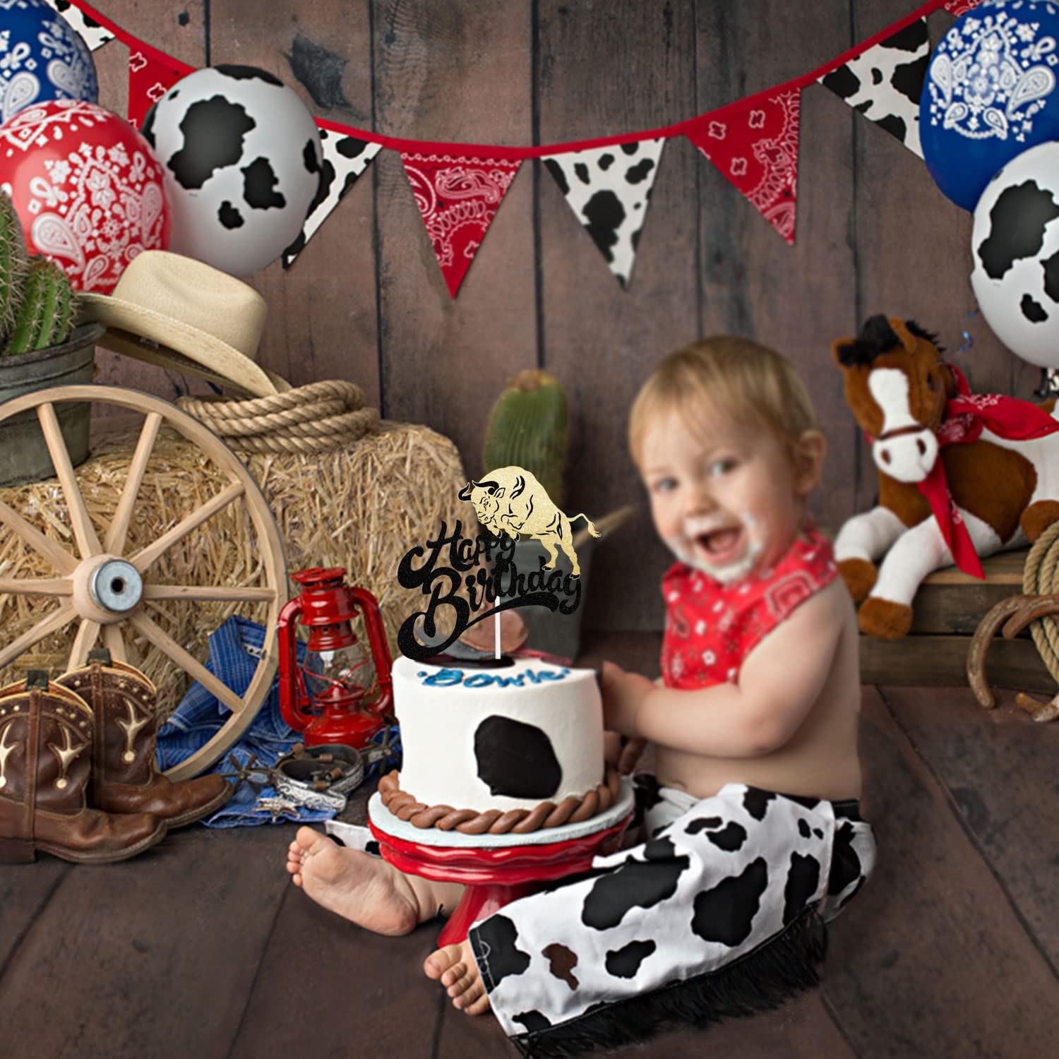 Bullfight Cake Topper - Matador Birthday Party Decorations for Boys & Girls - Brave Matador Theme Cake Decor - Glitter Baby Shower & Kids Birthday Party Supplies - Perfect for Themed Parties, Birthday Cakes, and Special Celebrations