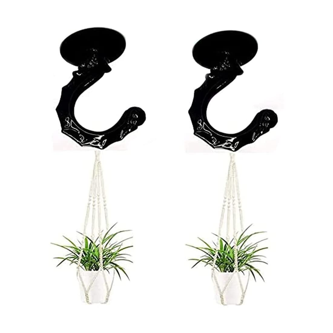 Heavy Duty Ceiling Hooks for Hanging Plants, Chandeliers & Wind Chimes - 2 Pack Large Black Swag Hooks - Perfect for Home, Office & Kitchen Decor