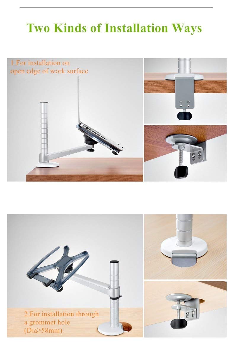 360° Rotating Aluminum Alloy 2-in-1 Tablet & Laptop Stand - Adjustable Dual Arm Desktop Holder for Office, Home & Bedroom Use - Perfect for Work, Study & Entertainment