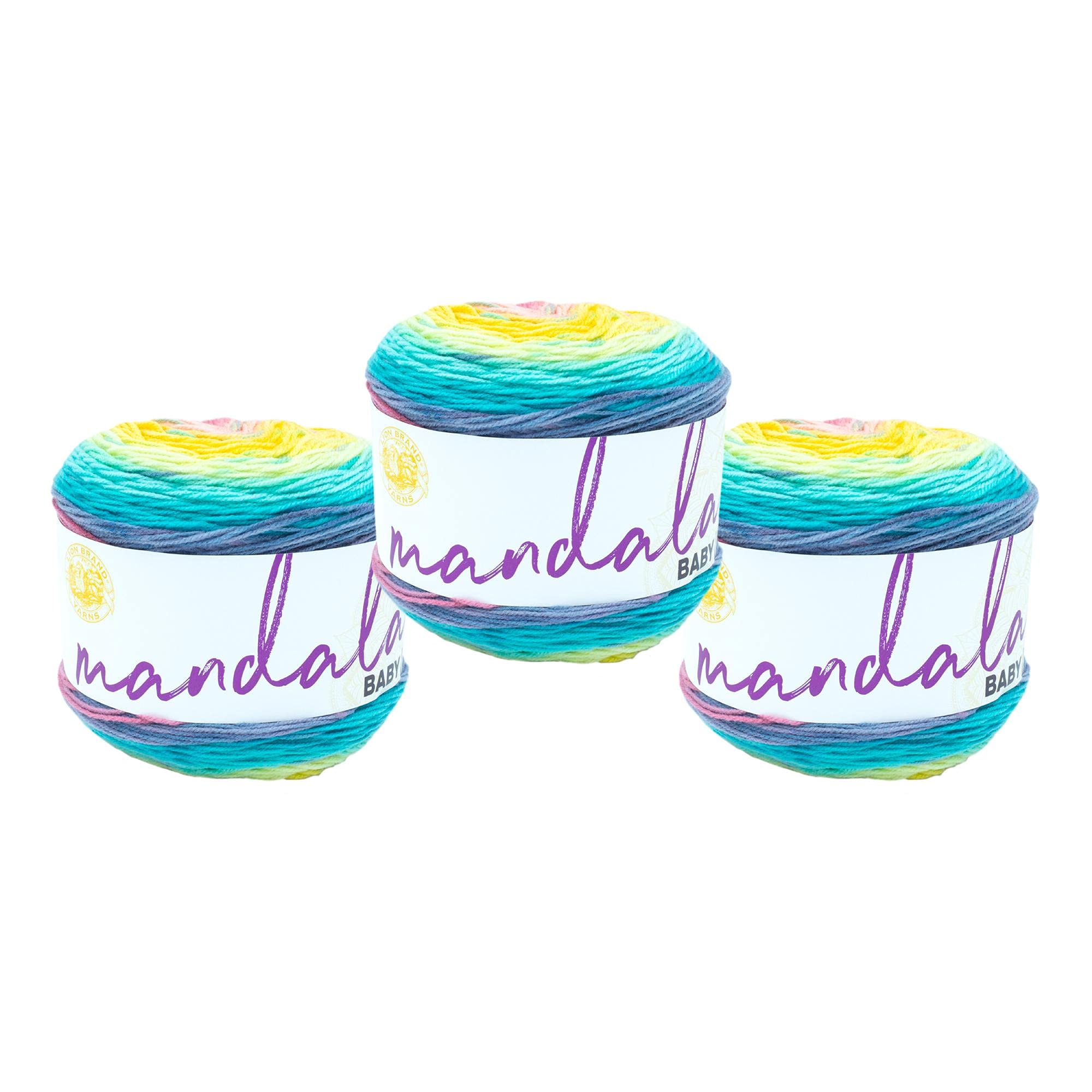 Lion Brand Yarn Mandala Baby Yarn (3 Pack) - Honeydukes Color - Soft & Durable for Baby Blankets, Hats & Crochet Projects