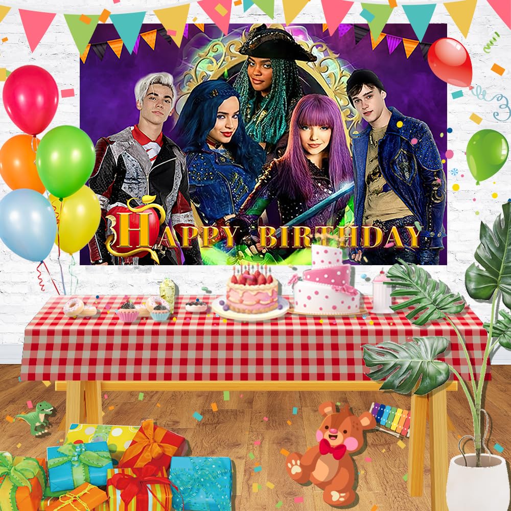 Purple Descendants Party Backdrop - 5x3ft Birthday Decorations, Cake Table Background & Theme Banner | Perfect for Kids' Birthday Parties, Themed Events & Photo Booths