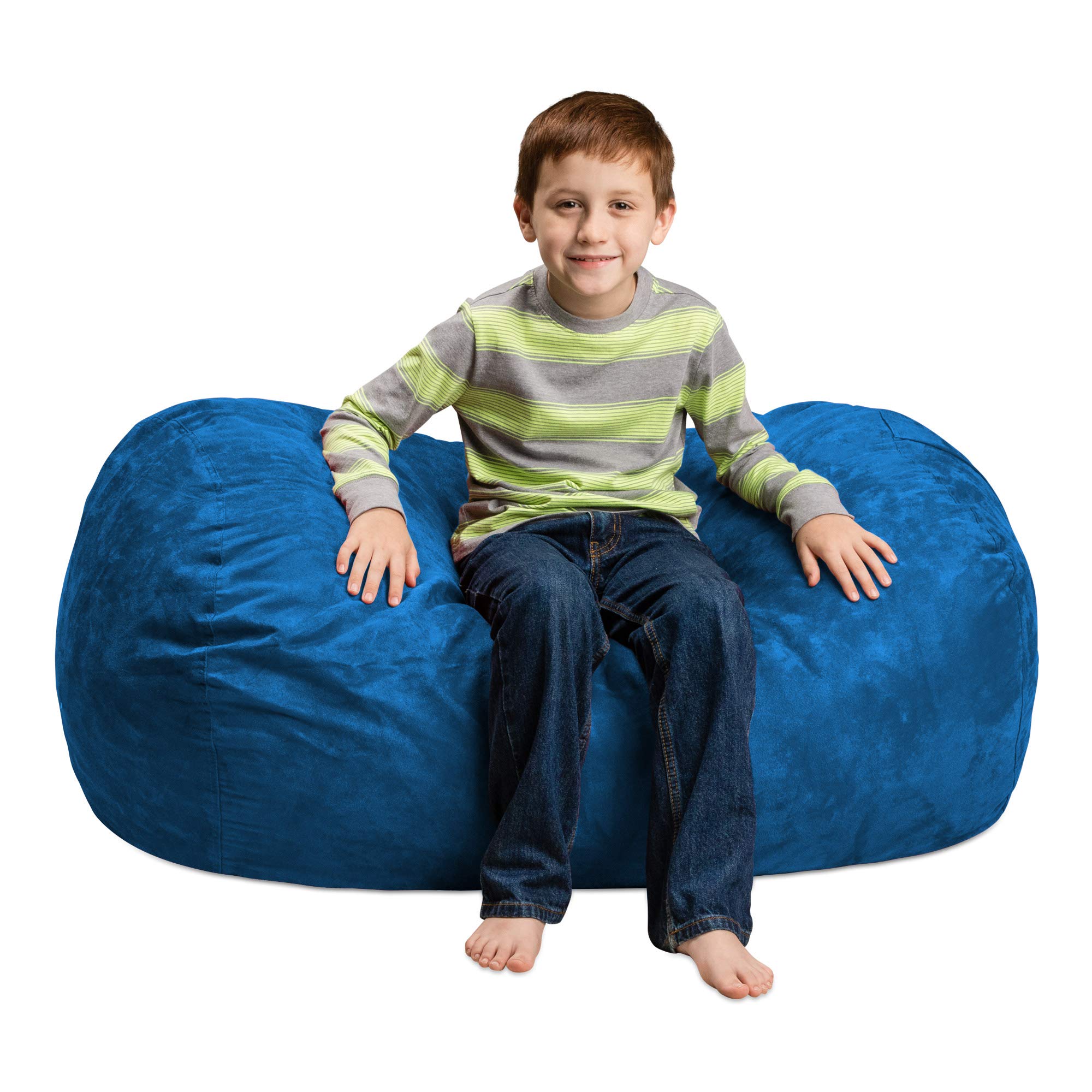 Chill Sack Kids Memory Foam Bean Bag Chair - Ultra Soft Royal Blue Lounger for Boys & Girls - Perfect for Bedroom, Playroom & Game Room Relaxation