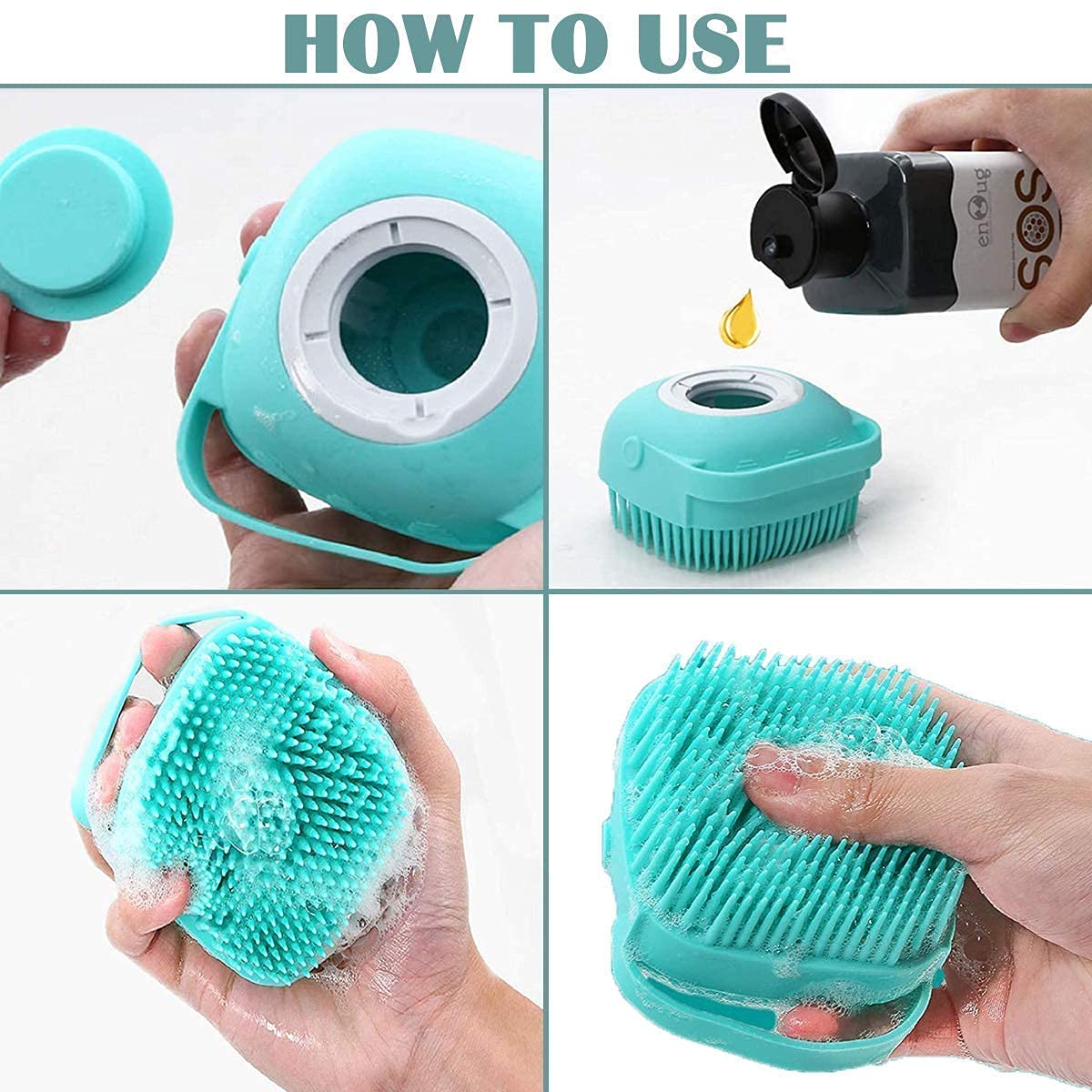 Silicone Shampoo Brush & Body Scrubber Combo - Soft Bath Brush with Massage Bristles and Shampoo Dispenser - Exfoliating Back Scrubber for Shower & Bathroom Accessories - Perfect for Relaxing Spa Days and Deep Cleansing at Home