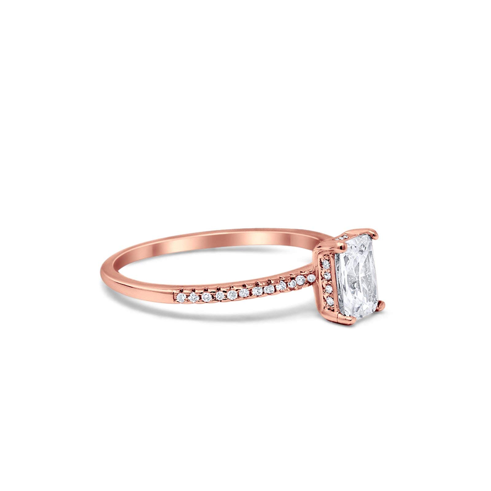 Blue Apple Co. Art Deco Radiant Cut Wedding Engagement Ring - 925 Sterling Silver Round Cubic Zirconia for Women - Perfect for Proposals, Anniversaries & Special Occasions