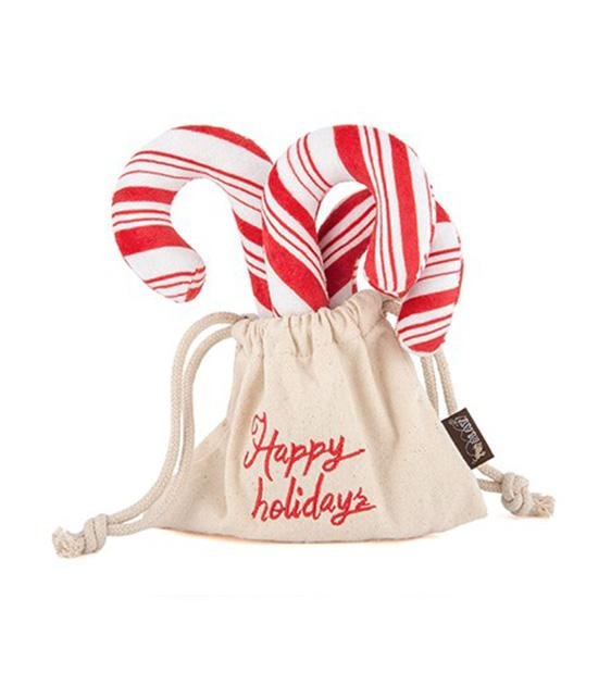 Eco-Friendly Holiday Candy Canes Dog Chew Toy - Durable & Safe P.L.A.Y. Pet Chew Toys for Small & Medium Dogs - Perfect for Christmas Gifts & Puppy Teething Relief