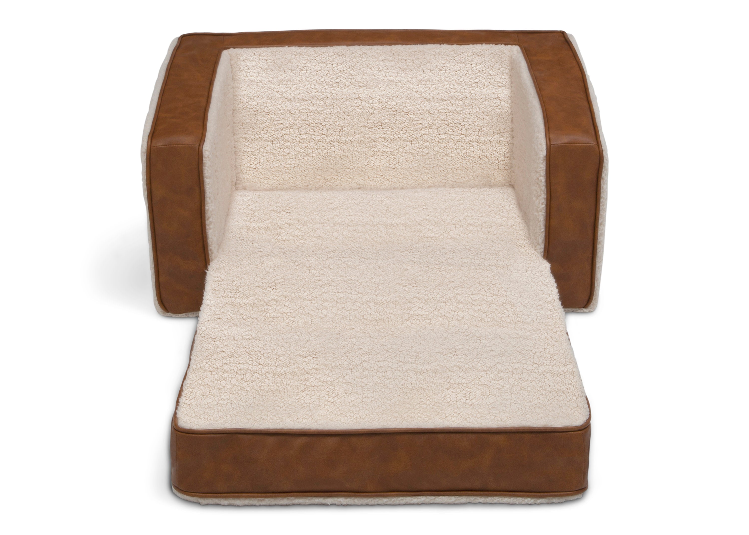 Personalized Cozee Flip Out Sherpa and Faux Leather 2-in-1 Convertible Chair to Lounger for Kids - Perfect for Bedroom, Playroom & Reading Nook Comfort