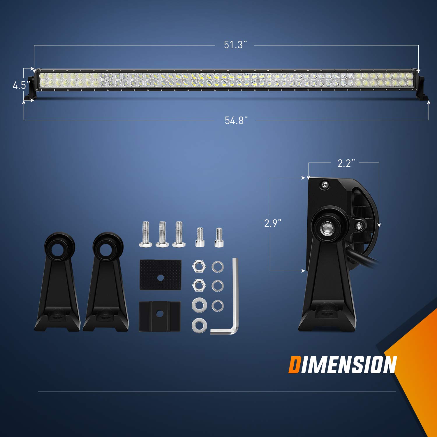Nilight 15026C-A 52-Inch 300W LED Light Bar - Spot Flood Combo Off-Road Driving Light for Trucks, Boats, Jeeps & ATVs - Durable LED Work Light with 2-Year Warranty - Perfect for Off-Roading, Camping & Night Driving