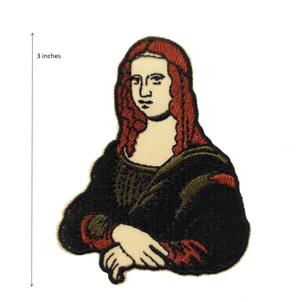 Mona Lisa Embroidered Iron On Patch - Cute Hat Pin for DIY Clothing, Jackets & Backpacks - Unique Sew On Applique for Fashion Accessories & Costume Design