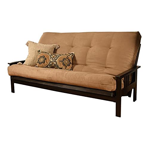 Premium Kodiak Furniture Suede Peat Queen Size Futon Mattress - Soft & Supportive Couch Bed for Small Spaces, Guest Rooms & Dorm Living