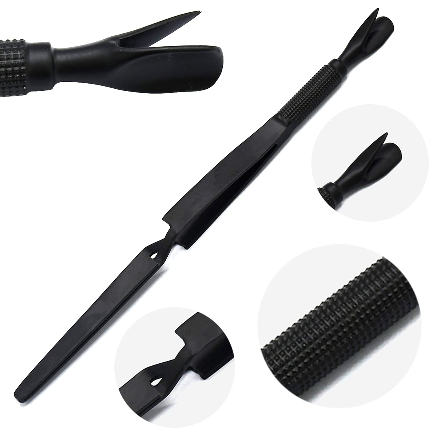 Professional Stainless Steel Nail Art Tool Set - C Curve Pincher, Cuticle Cutter & Pusher for Manicure - Perfect for Salon, Home Nail Care & DIY Nail Art (Black)