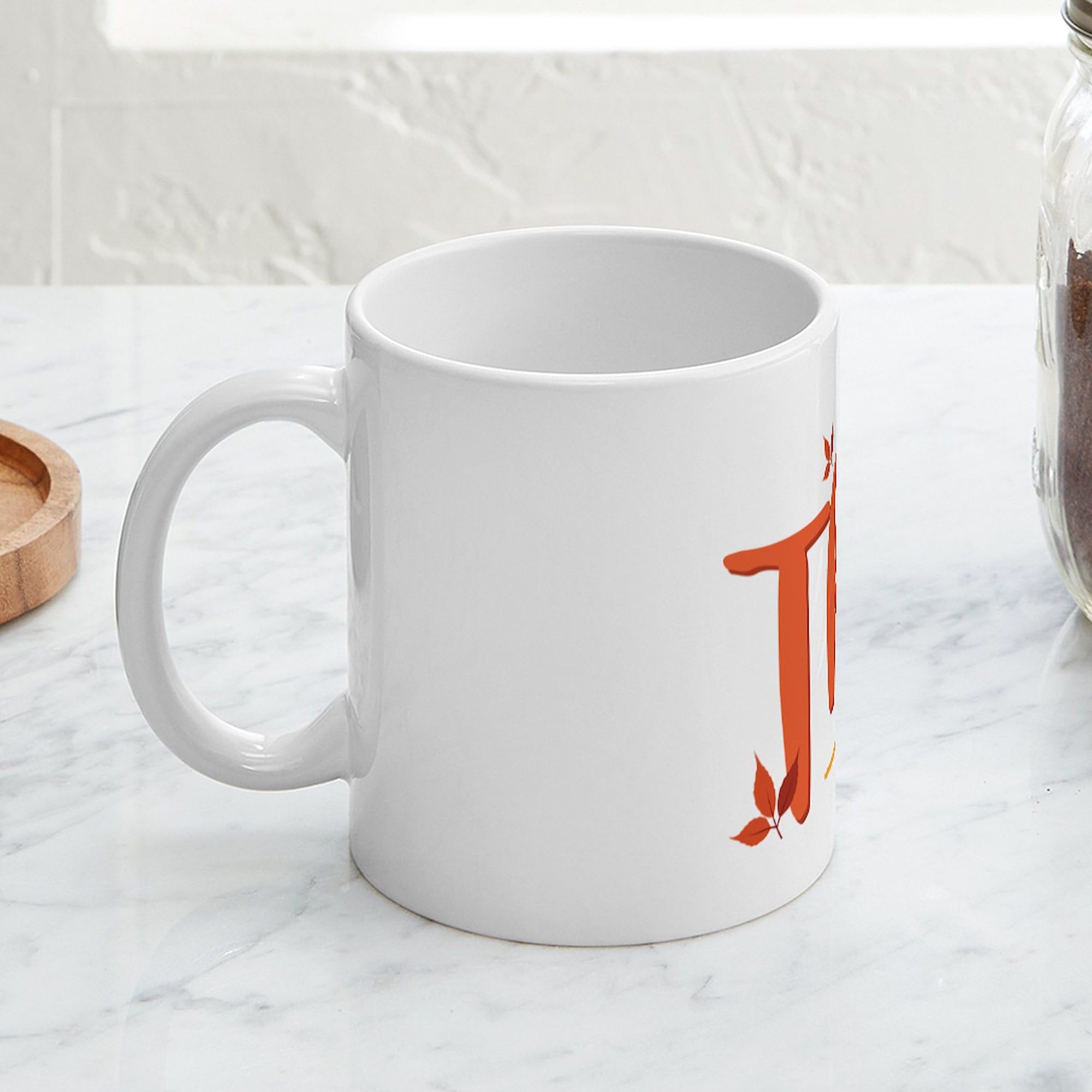 Give Thanks Ceramic Coffee Mug 11 oz (325 ml) - Perfect for Thanksgiving, Christmas Gifts & Daily Coffee Breaks