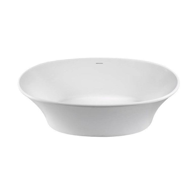 65.5 x 32 Inch Freestanding Oval Air Tub with Center Drain - White Gloss Finish for Modern Bathroom Relaxation & Spa Experience