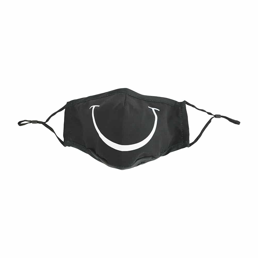 3-Ply Washable Black Smile Face Mask for Adults - Reusable & Breathable for Daily Use, Work, Travel & Public Safety