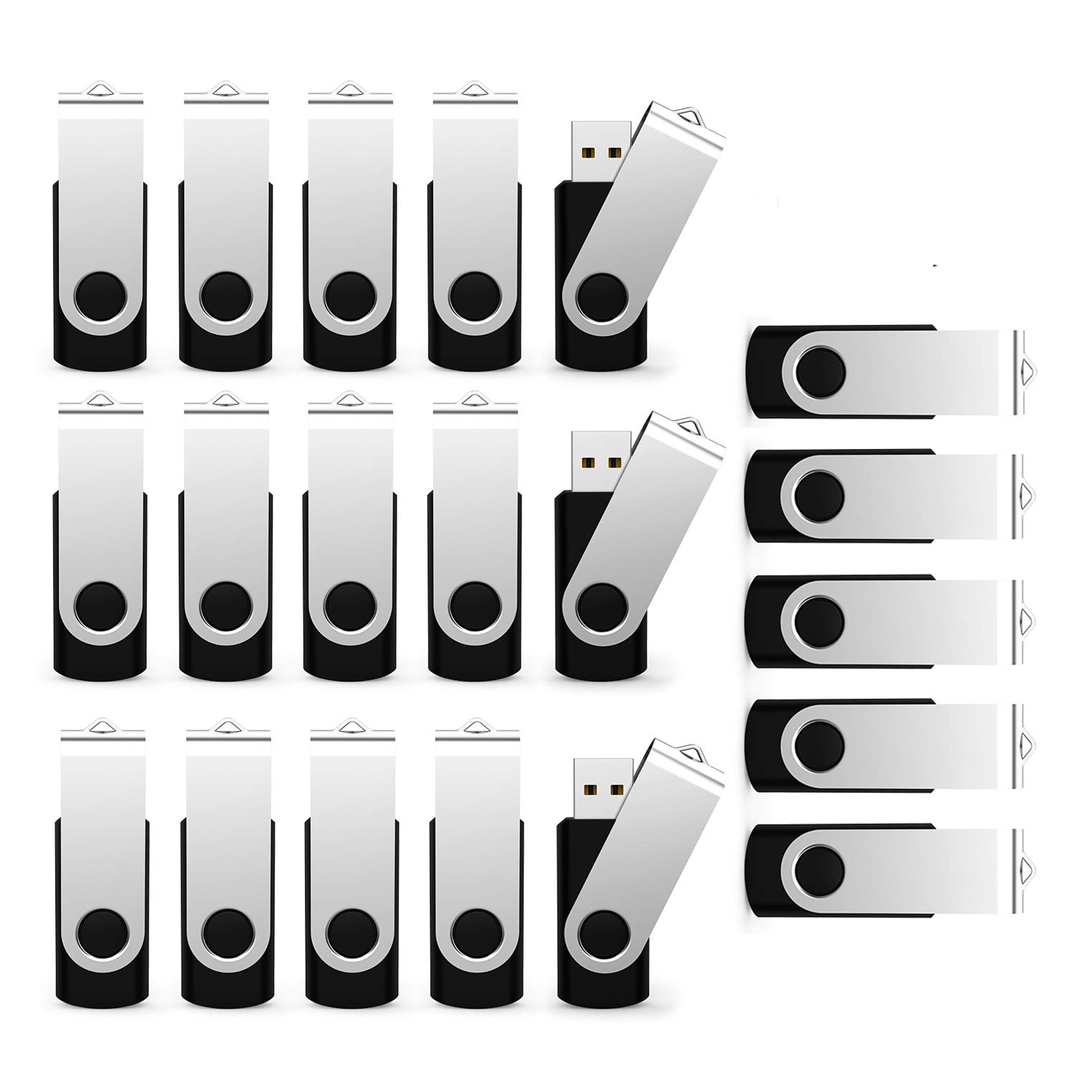50 Pack 128MB USB 2.0 Flash Drives - Bulk Swivel Thumb Drives Memory Sticks for Data Storage, File Transfer, School Projects & Business Promotions