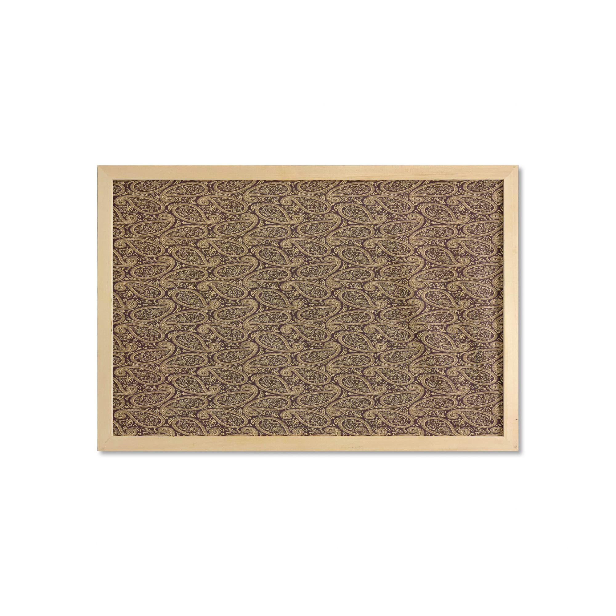 Ambesonne Batik Wall Art with Frame - Oriental Paisley Leaves Design, Persian Malaysian Style Printed Fabric Poster - 35