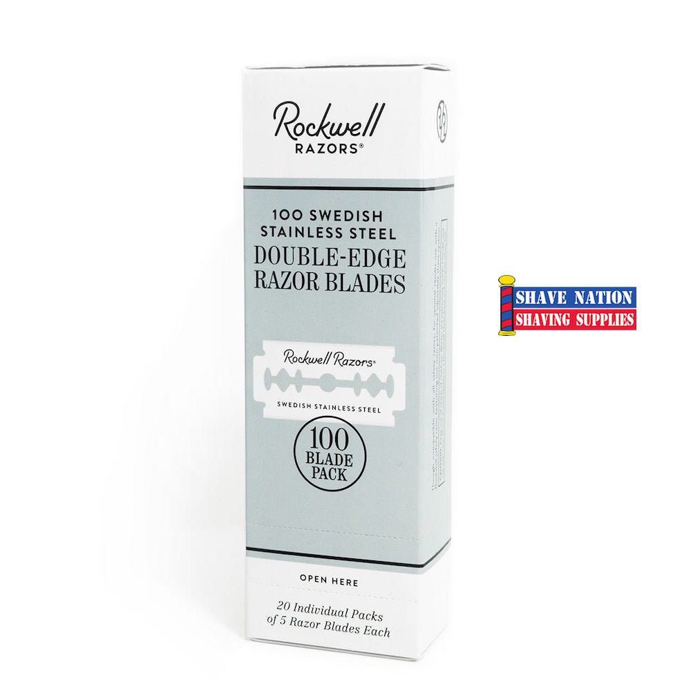 Rockwell Double Edge Safety Razor Blades - 100 Count Premium Stainless Steel Blades for Smooth Shaving - Perfect for Men's Facial Hair & Body Grooming at Home or Travel