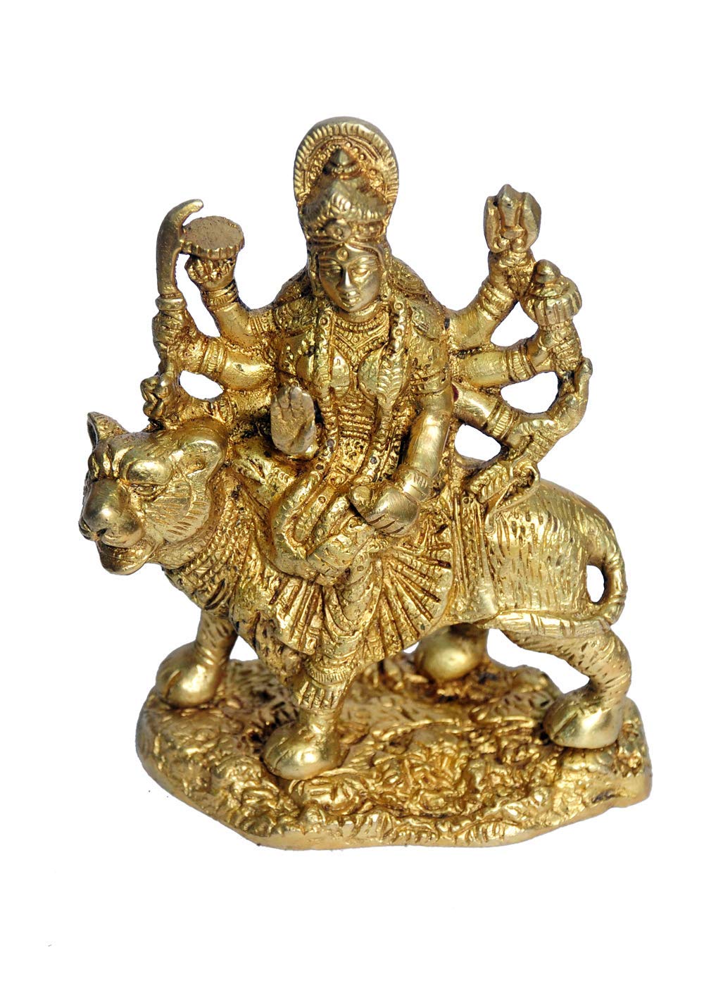 Handcrafted Brass Goddess Durga Statue - 4x2x5.25 Inches, 0.9kg - Hindu Deity Sculpture for Home Altar, Pooja Room & Spiritual Decor