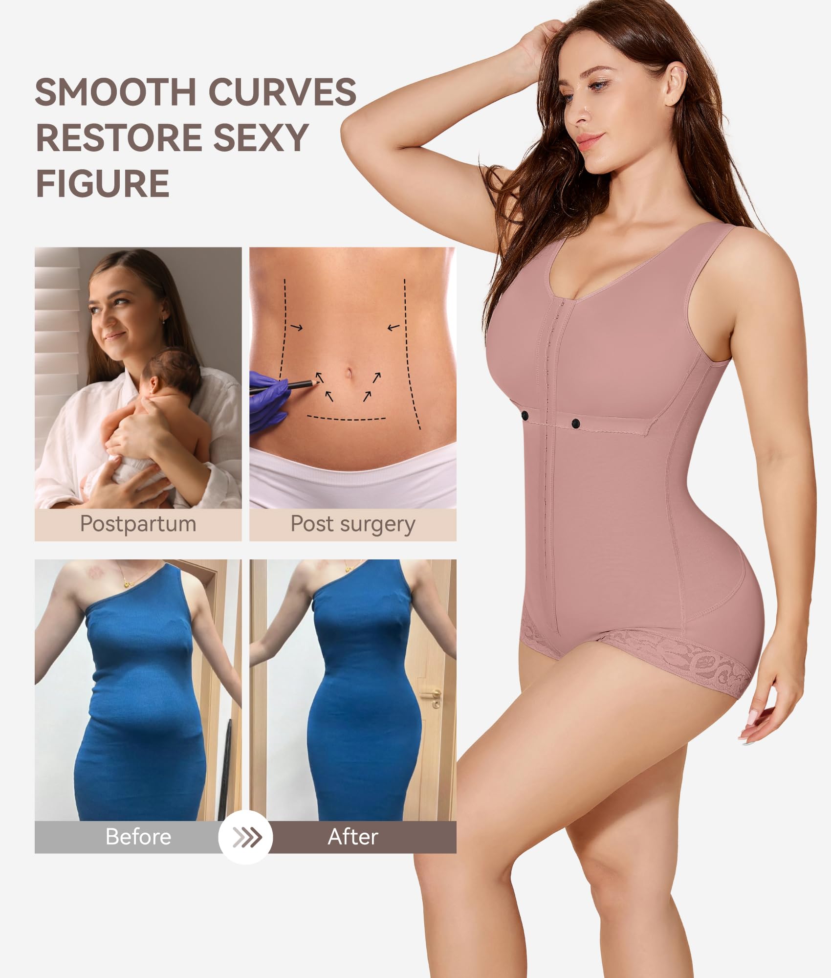MYODRESS Colombian Shapewear for Women - Postpartum Waist Trainer & Tummy Tuck Compression Garment - Slimming Body Shaper for Everyday Wear, Workout & Special Occasions