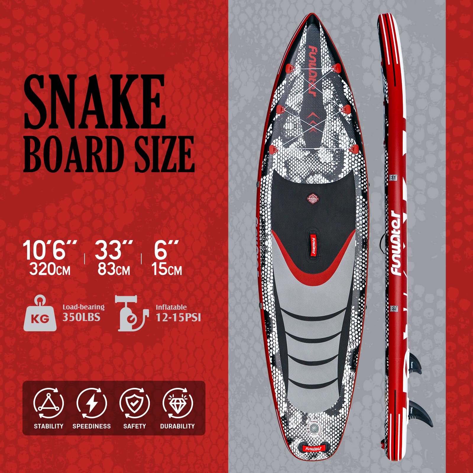 **FunWater Ultra-Light Inflatable Stand Up Paddle Board (SUP) with Full Accessories Kit - Adjustable Paddle, Pump, Backpack, Leash & Waterproof Phone Bag - Perfect for Lakes, Rivers & Ocean Paddling**