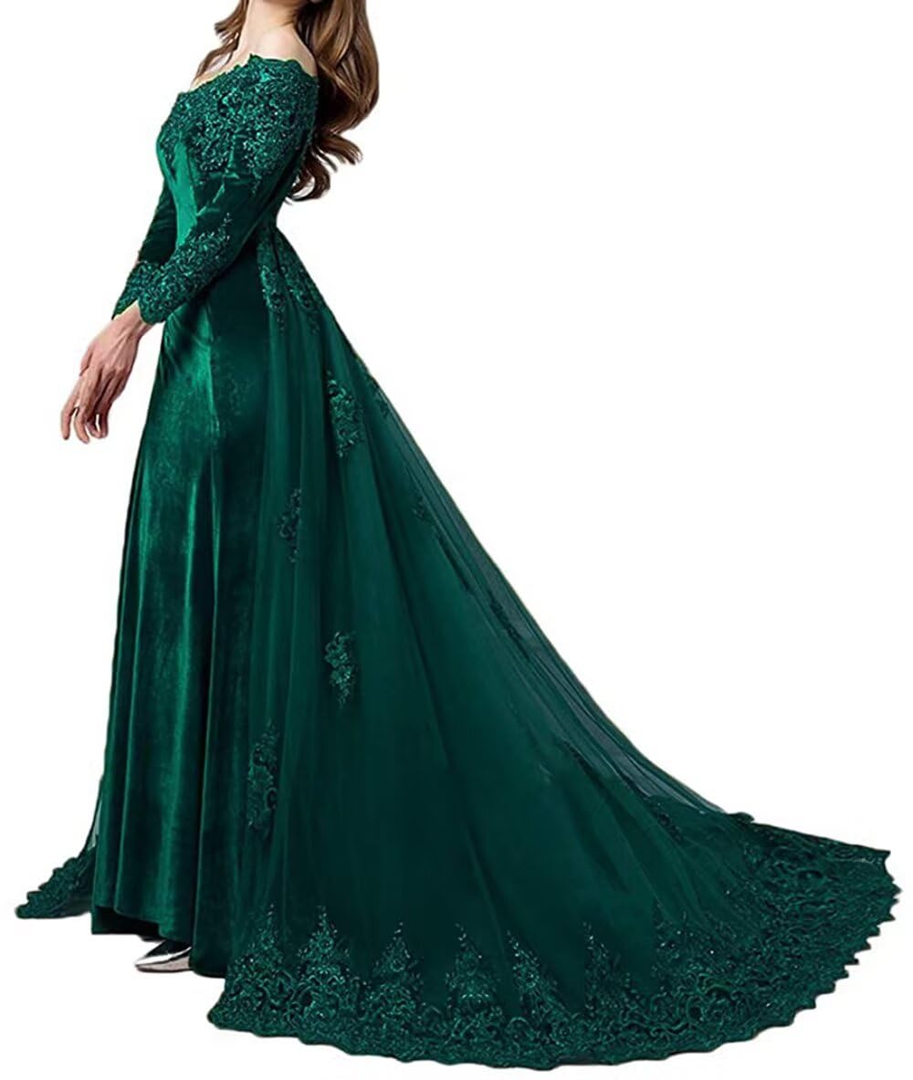 Elegant Velvet Evening Gown with Detachable Train - Perfect for Weddings, Prom & Formal Events