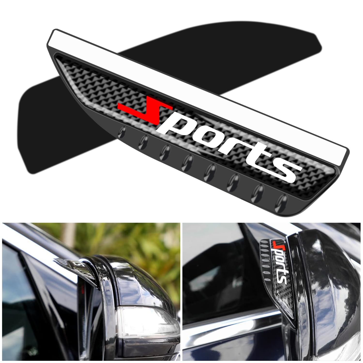 Carbon Fiber Side Mirror Rain Guards (2PCS) - Universal Fit for Cars, Trucks & SUVs - Waterproof Rearview Mirror Visors for Enhanced Driving Visibility in Rainy Weather