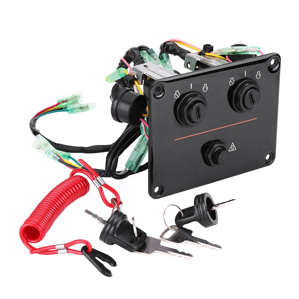 Dual Key Switch Panel Kit 12V 0.1W - 6K1-82570-08-00 Replacement for Outboard Dual Engine Vertical Control - Perfect for Marine Boat Engine Control Systems