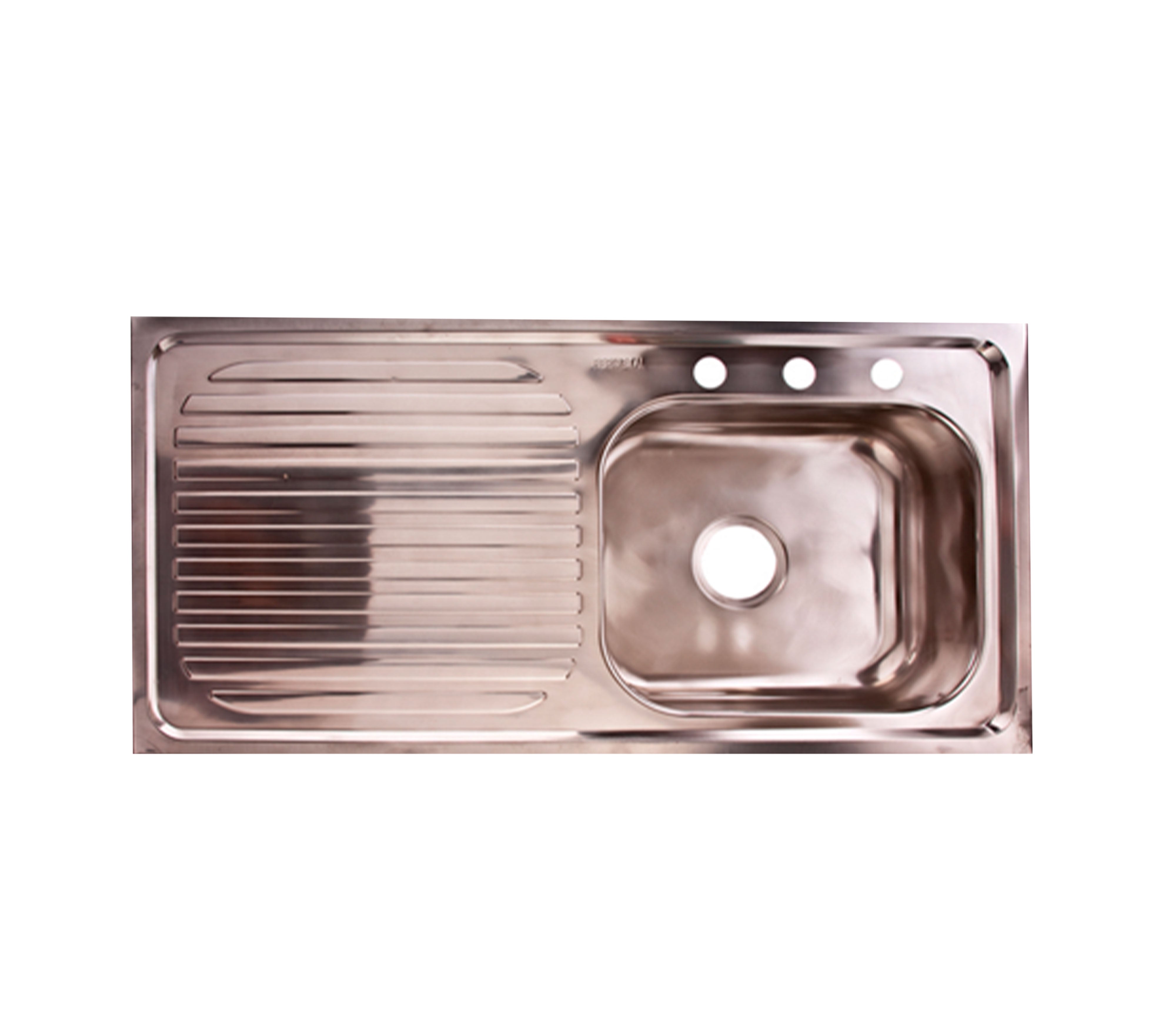 1-Piece Right-Hand Stainless Steel Kitchen Sink with Drainboard - Fermetal Heavy-Duty Bar Sink for Commercial & Home Use