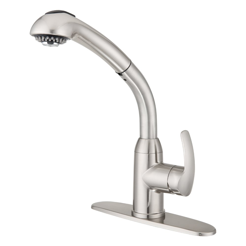 Dura Faucet DF-NMK861-SN RV High-Rise Pull-Out Kitchen Faucet in Brushed Satin Nickel - Perfect for RV, Camper, Tiny Homes & Small Kitchen Spaces