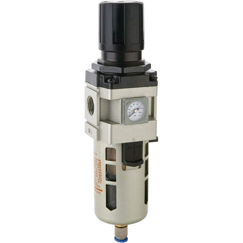 3/4 Inch NPT Air Filter Regulator with Gauge - 175 Max PSI for Compressed Air Systems | Ideal for Pneumatic Tools, Industrial Machinery & HVAC Applications